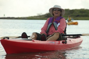 Linda Fleming having fun on the water